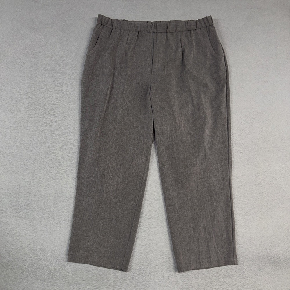 Sag Harbor Pants Womens 22W Short Gray Heathered Straight Pull On Stretch NWT